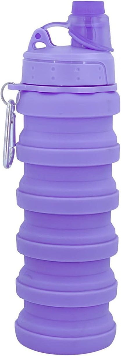 Collapsible Water Bottles Travel Water Bottle Sports Portable Sport Water Bottle Reusable Water Bottles Comes with Mountaineering Buckle 500Ml Silicone Water-Proof Camping Water Bottle