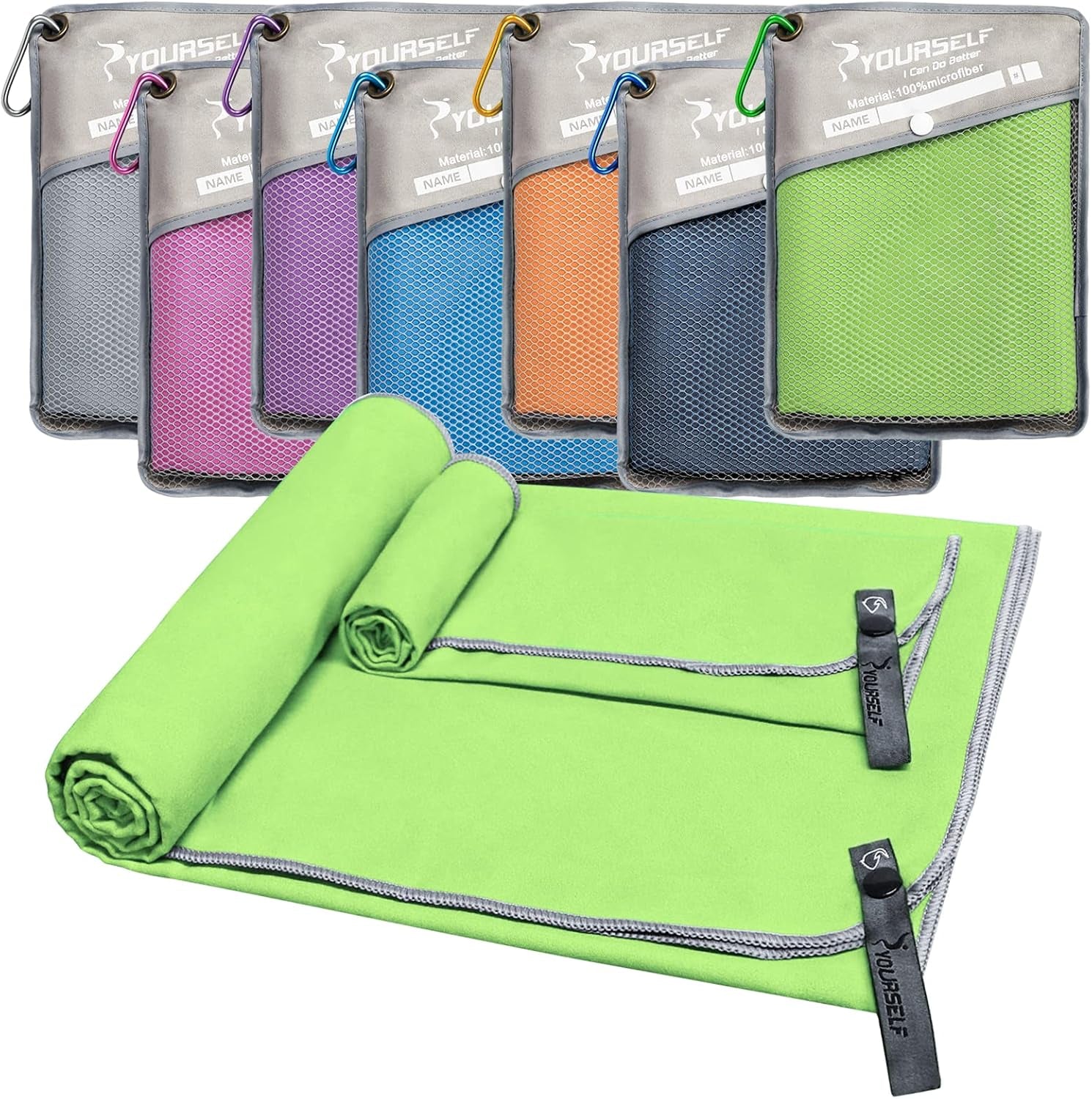2 Pack Microfiber Camping Towel, Quick Dry Towel, Soft Absorbent Compact Travel Gym Workout Sweat Towel for Beach Yoga Swim Travel Camping Hiking Backpack Essentials (S:32"X16")