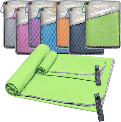 2 Pack Microfiber Camping Towel, Quick Dry Towel, Soft Absorbent Compact Travel Gym Workout Sweat Towel for Beach Yoga Swim Travel Camping Hiking Backpack Essentials (S:32"X16")