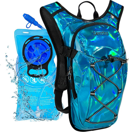 Reflective Hydration Backpack, Hydration Pack - Water Backpack with 2L Hydration Bladder, Essential for Festivals - Rave Hydration Pack for Hiking, Running, Cycling, and Festivals