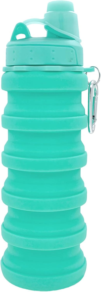 Collapsible Water Bottles Travel Water Bottle Sports Portable Sport Water Bottle Reusable Water Bottles Comes with Mountaineering Buckle 500Ml Silicone Water-Proof Camping Water Bottle