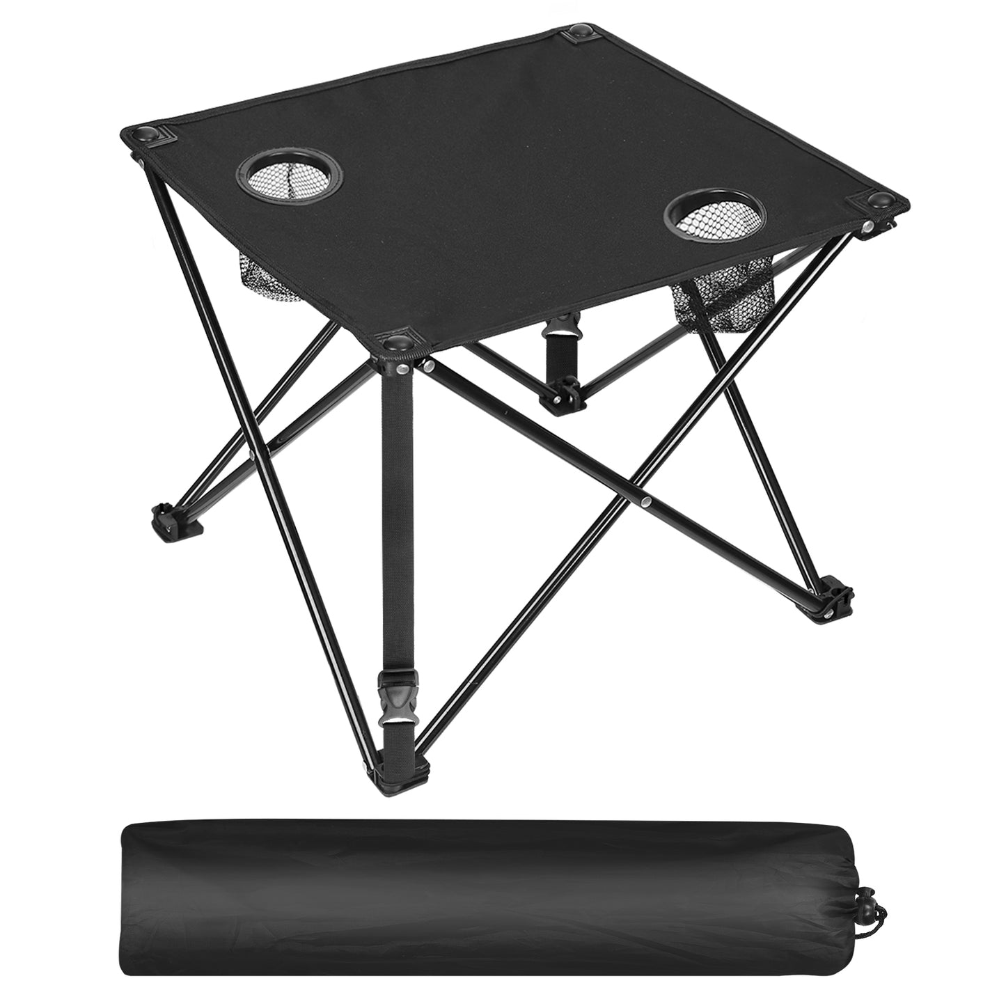 1Pc 2Pc Options Foldable Camping Table Portable Picnic Table Lightweight Travel Desk with 2 Cup Holders Carrying Bag Color Options Black Orange Green Red Blue Navy Blue