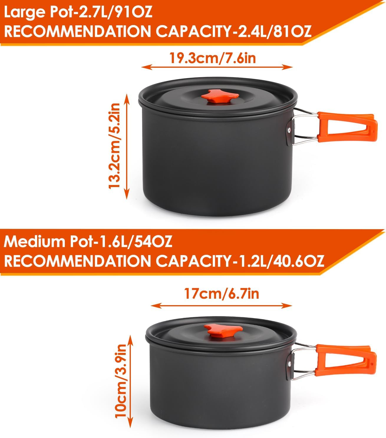 Camping Cookware Set Camping Gear Campfire Utensils Non-Stick Cooking Equipment Lightweight Stackable Pot Pan Bowls with Storage Bag for Outdoor Hiking