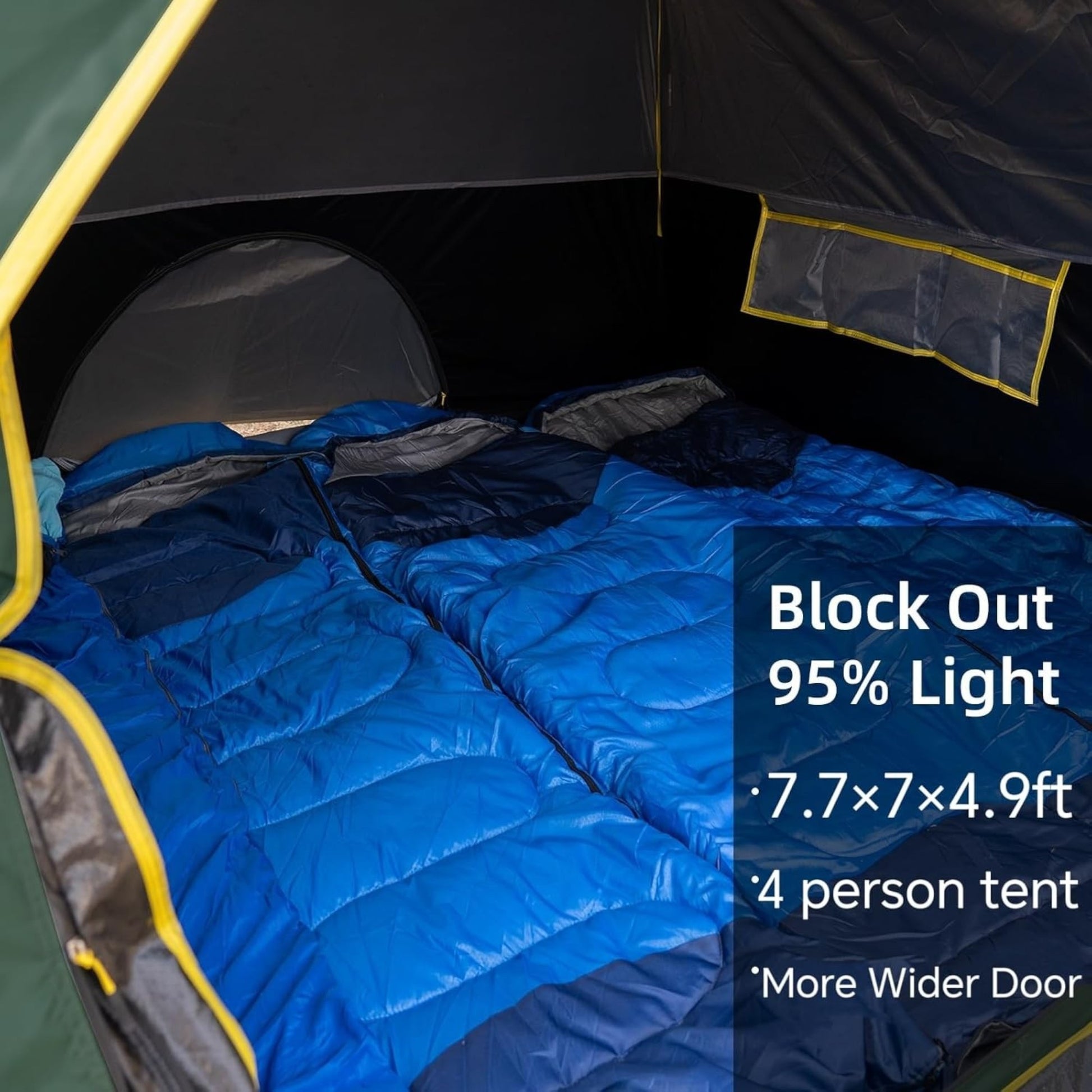 Tent interior space and ventilation features