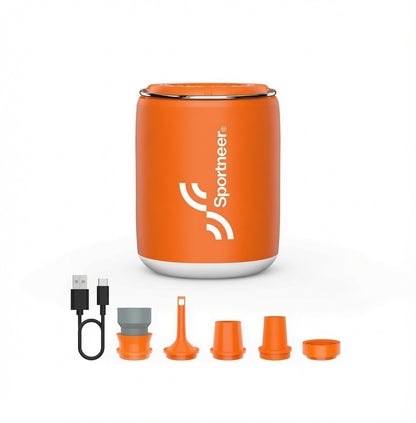 Rechargeable mini air pump for sleeping pads, air beds and pool floats