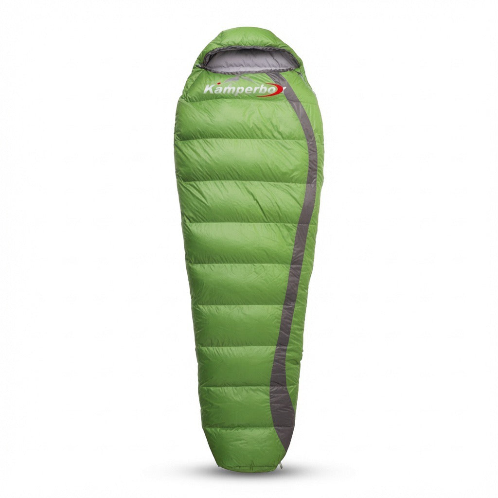 Ultralight down sleeping bag that compresses tiny for backpacking