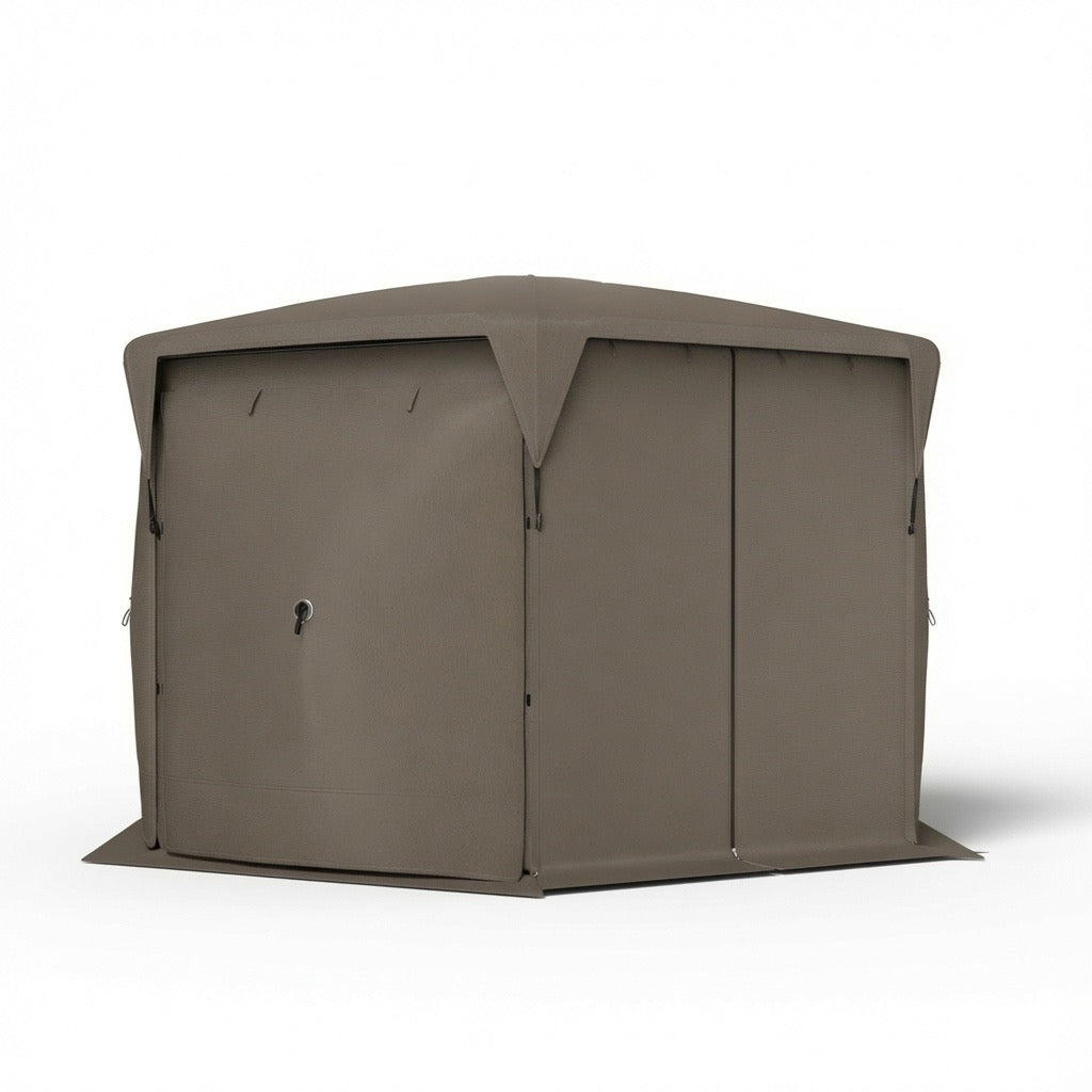11 by 11 foot screen gazebo tent with full mesh walls over a picnic table