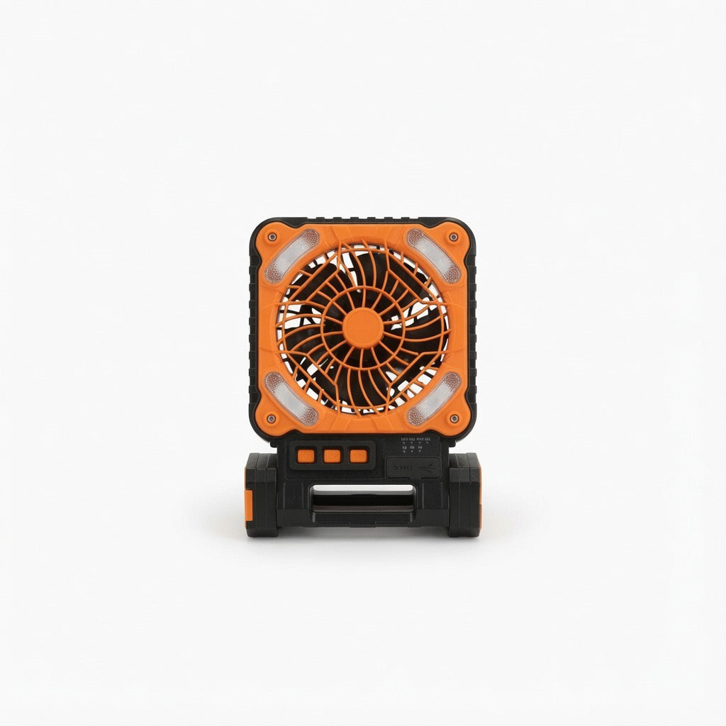 Solar Camping Fan with LED Lantern & Power Bank — 5200mAh