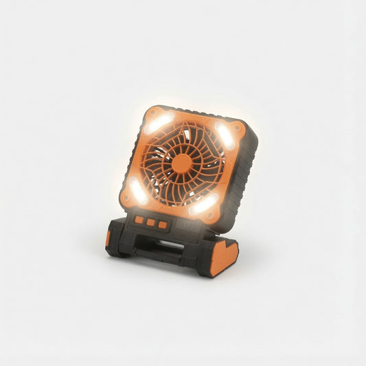 Solar Camping Fan with LED Lantern & Power Bank — 5200mAh