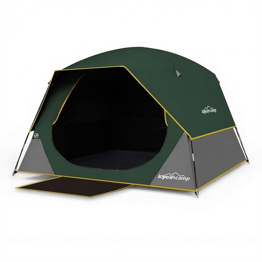 Blackout Family Camping Tent (4–6 Person) — Waterproof Double-Layer Dome, 5-Minute Setup