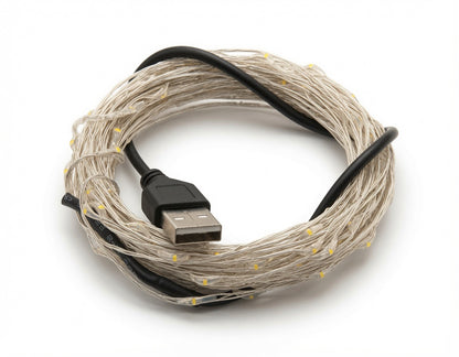 Campsite Fairy String Lights — 16ft, 50 LED, USB-Powered Copper Wire