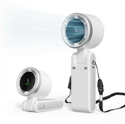 3-in-1 Rechargeable Turbo Fan — Handheld, Desktop & Neck-Worn with LED Display