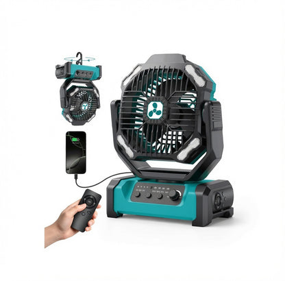 2-in-1 Camping Fan with LED Lantern — Rechargeable Tent Fan, 30-Hour Battery