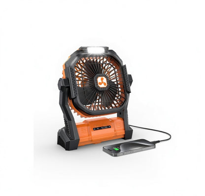 2-in-1 Camping Fan with LED Lantern — Rechargeable Tent Fan, 30-Hour Battery