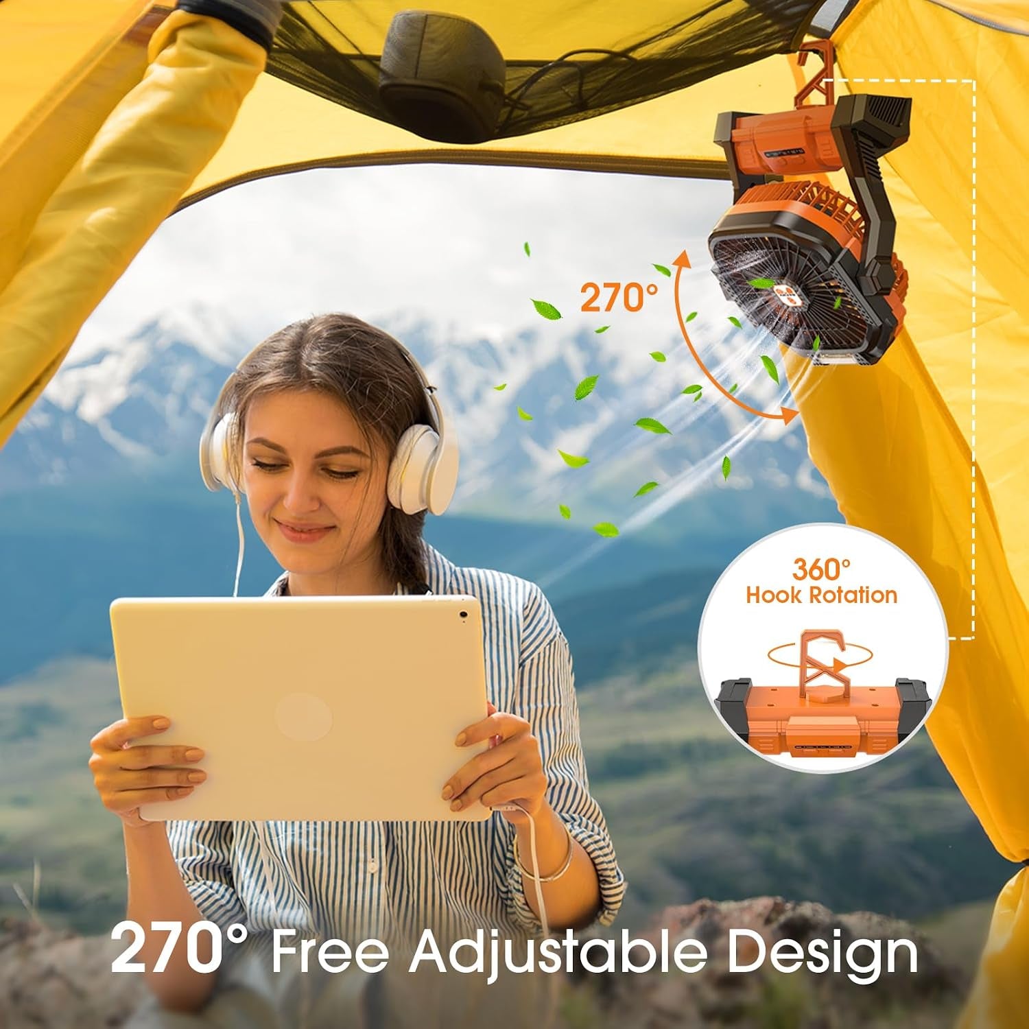 Fan brightness levels - soft to full tent illumination