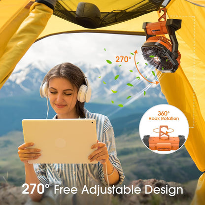 Fan brightness levels - soft to full tent illumination