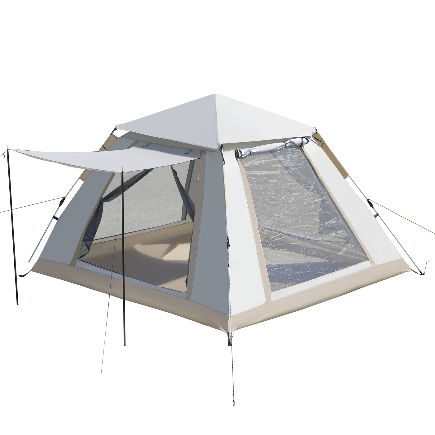 Rainproof pop-up camping tent with sealed seams, dark green