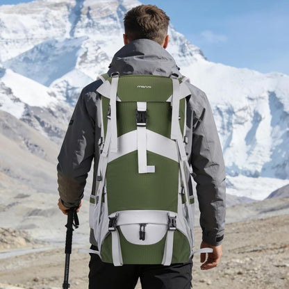 50L Hiking Backpack, Waterproof Flap Cover Camping Backpack with Rain Cover for Men Women, Lightweight Sport Daypack for Outdoor Camping Travel, Army Green