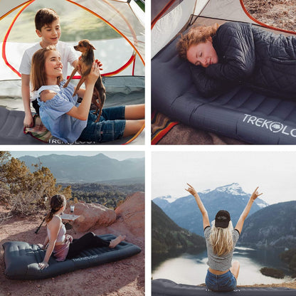 Sleeping Pad for Camping - Infaltable Mat – 73.2"X 29.9" Premium with Built‑In Pump, Neck‑Support Pillow, Thick 4.9" Height – Ultralight Sleep Pad for Tent, Backpacking & Travel