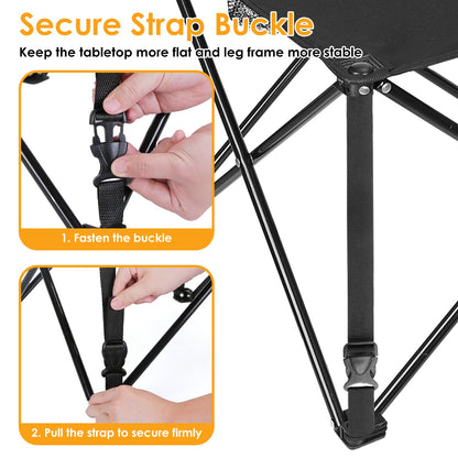1Pc 2Pc Options Foldable Camping Table Portable Picnic Table Lightweight Travel Desk with 2 Cup Holders Carrying Bag Color Options Black Orange Green Red Blue Navy Blue