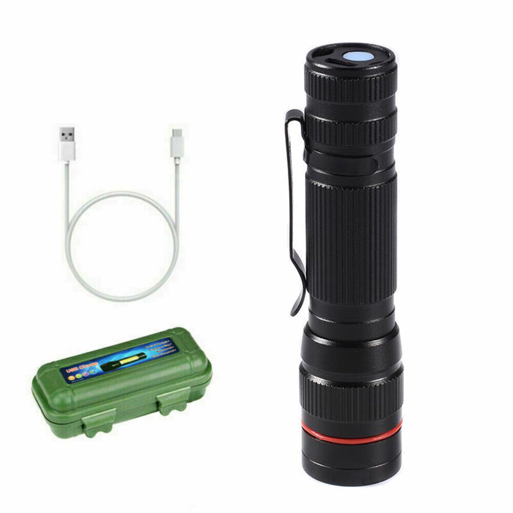 Zoomable mini LED flashlights, USB rechargeable, 4-pack for camping