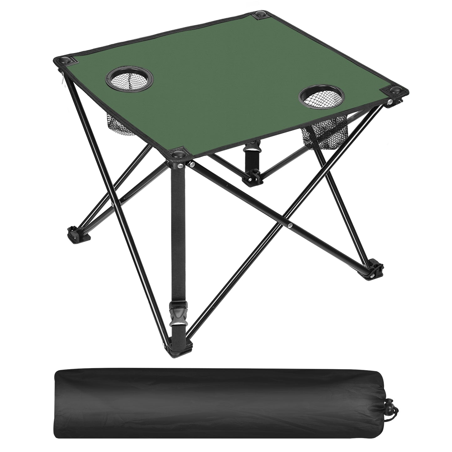 1Pc 2Pc Options Foldable Camping Table Portable Picnic Table Lightweight Travel Desk with 2 Cup Holders Carrying Bag Color Options Black Orange Green Red Blue Navy Blue