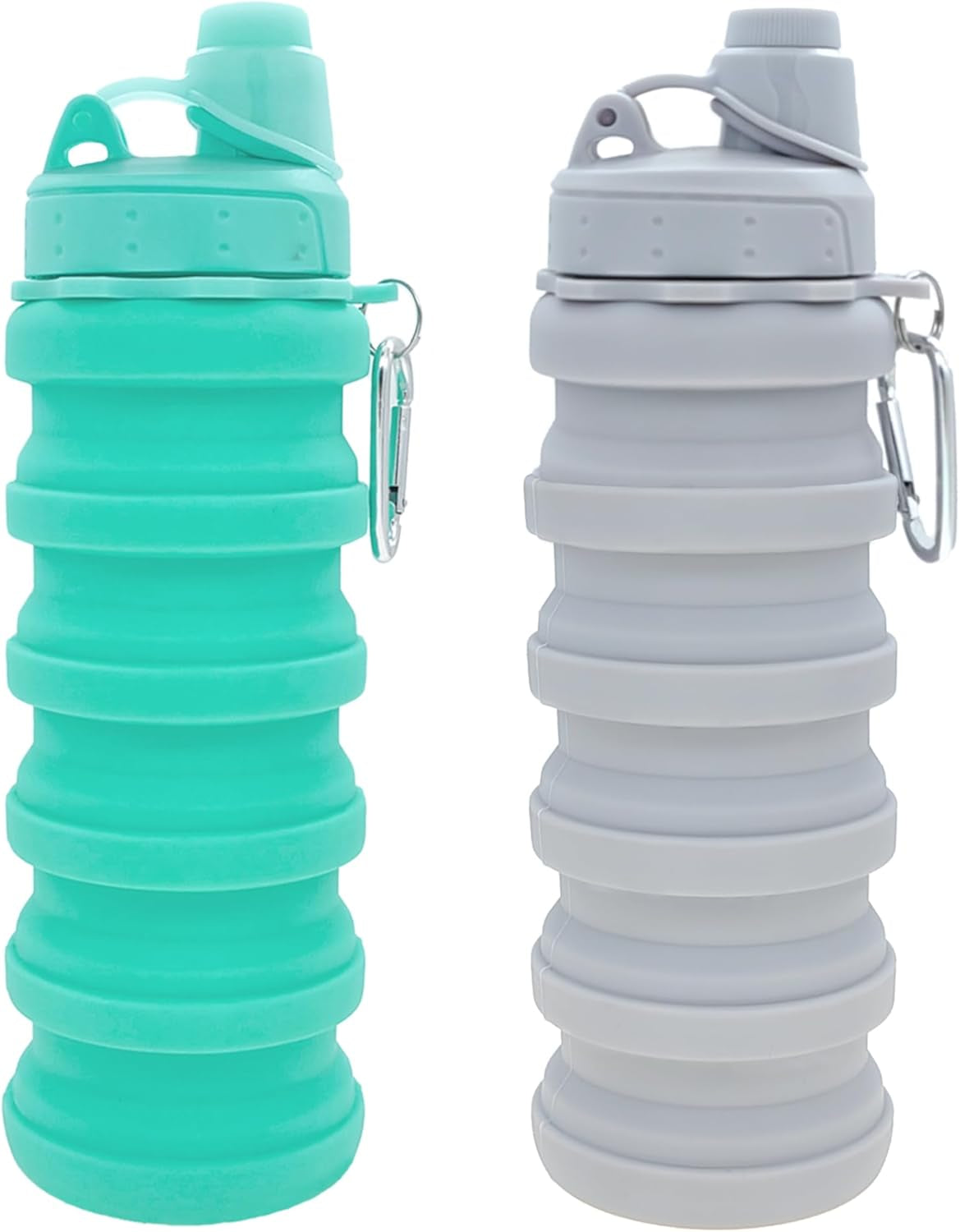 Collapsible Water Bottles Travel Water Bottle Sports Portable Sport Water Bottle Reusable Water Bottles Comes with Mountaineering Buckle 500Ml Silicone Water-Proof Camping Water Bottle