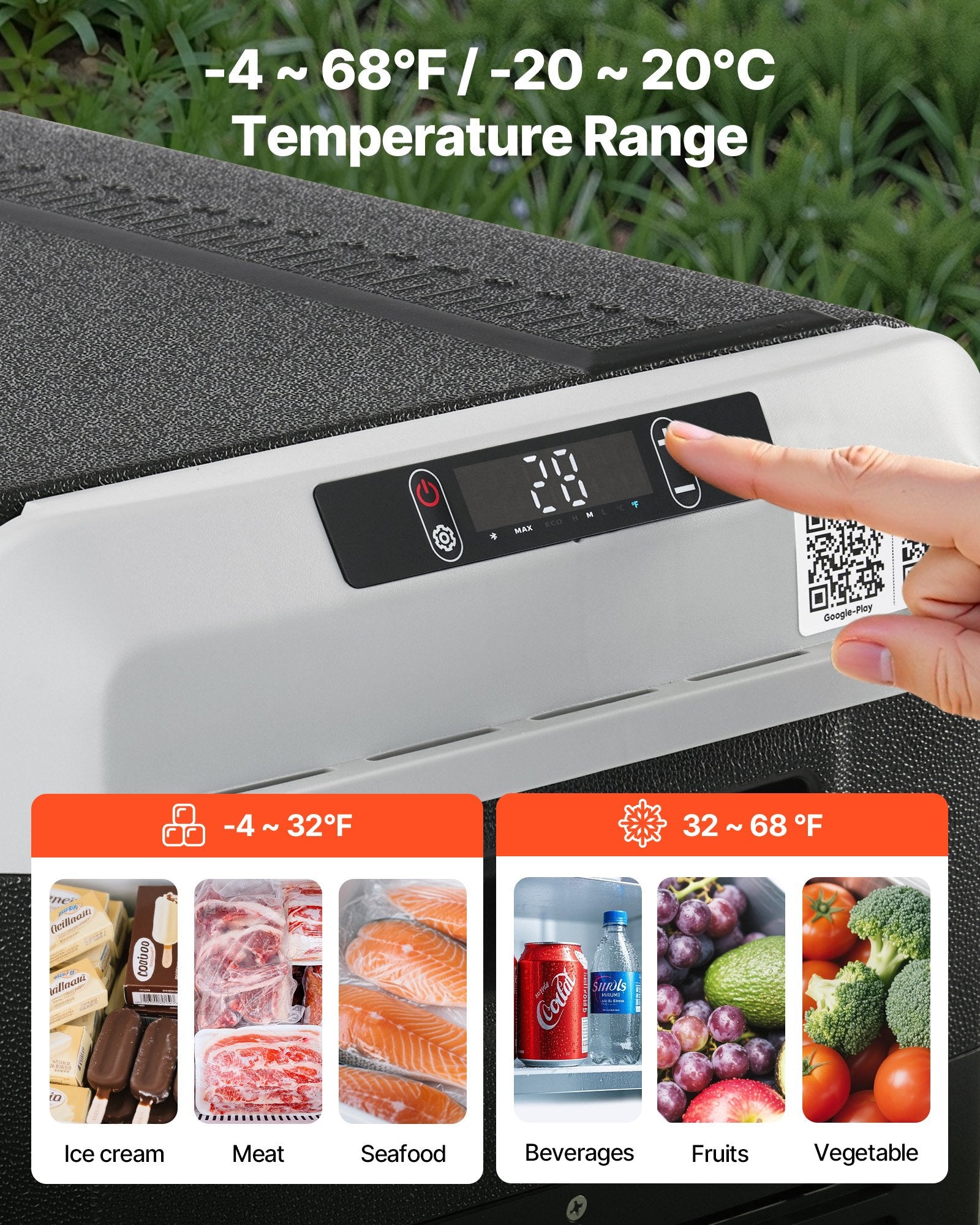 12 Volt Car Refrigerator Portable Freezer 52.8QT Electric Cooler for Camping