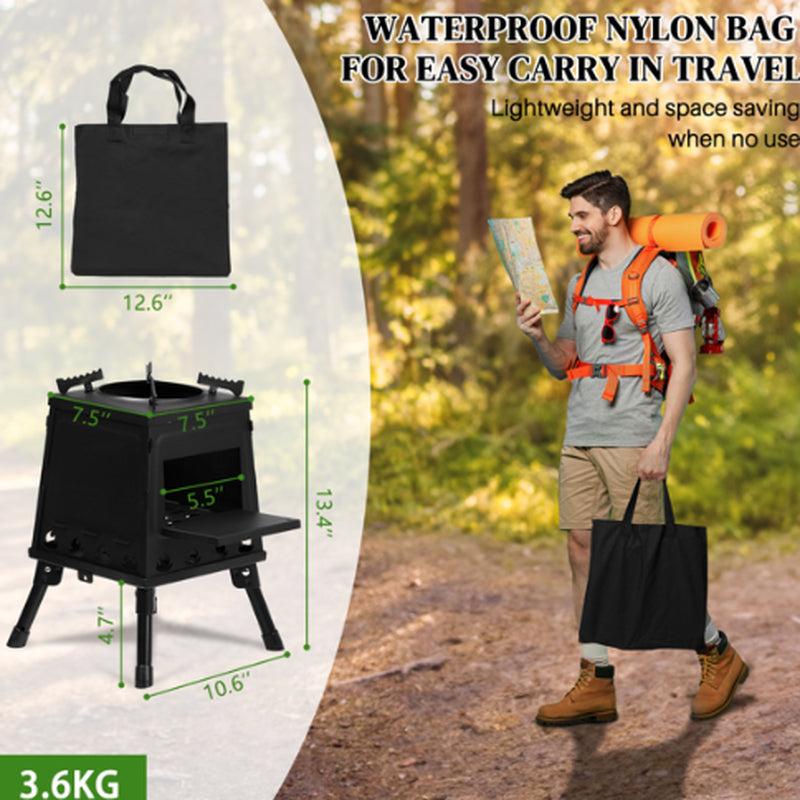 Wrought Iron Panel 27X27X34Cm Black Detachable Piece Portable Camping Stove