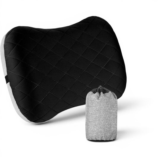 Inflatable camping pillow with washable quiet cover for neck support