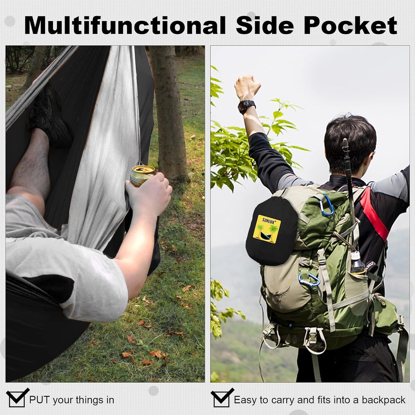 Hammock dimensions and 500lb capacity details