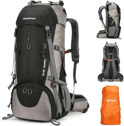70L hiking backpack with rain cover for multi-day backpacking trips