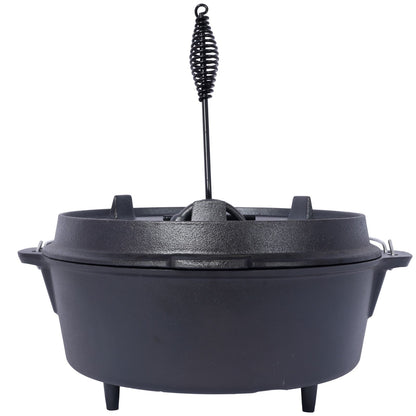 Outdoor Camping Deep Pot for Camping Fireplace Cooking Barbecue Baking Campfire with Leg Base