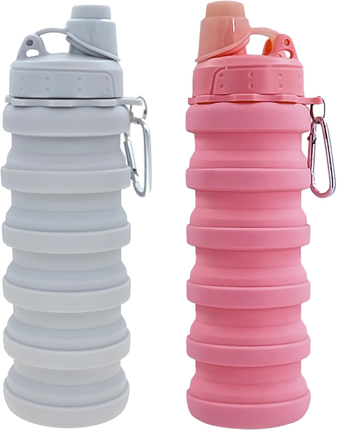 Collapsible Water Bottles Travel Water Bottle Sports Portable Sport Water Bottle Reusable Water Bottles Comes with Mountaineering Buckle 500Ml Silicone Water-Proof Camping Water Bottle