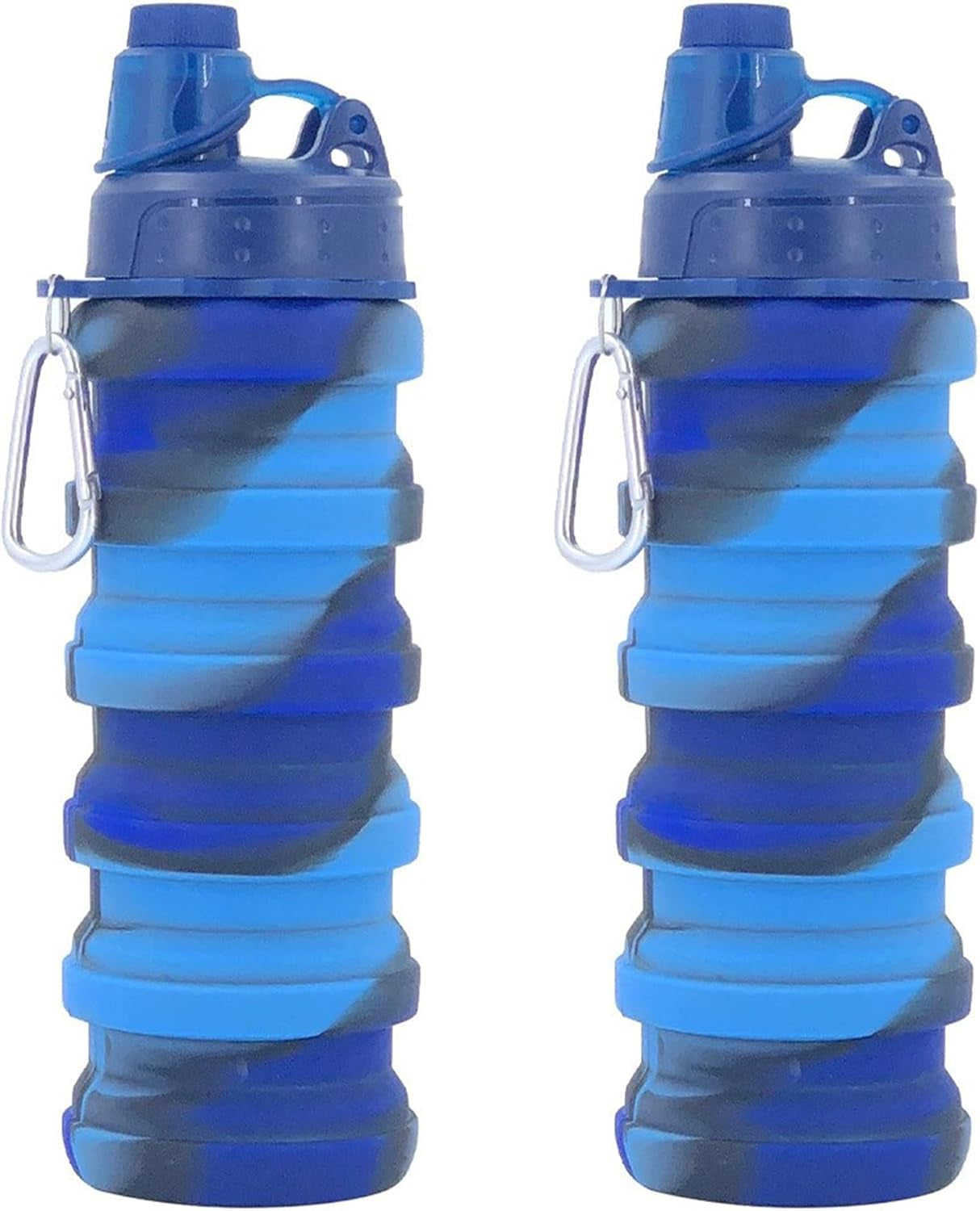 Collapsible Water Bottles Travel Water Bottle Sports Portable Sport Water Bottle Reusable Water Bottles Comes with Mountaineering Buckle 500Ml Silicone Water-Proof Camping Water Bottle