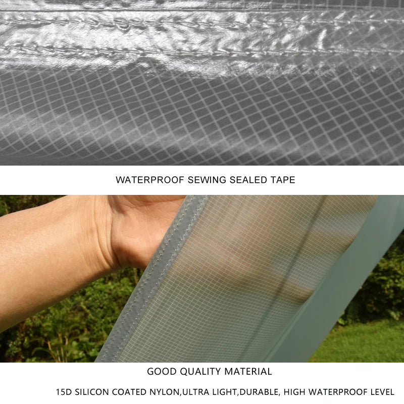 Ultra Light Rain Fly Tent Tarp, Waterproof 15D Silicone Coating Nylon Camping Shelter Canopy Rainfly, Lightweight Tarp