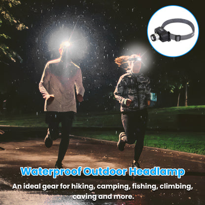 1Pc Motion Sensor LED Headlamp Zoomable Headlamp Flashlight Waterproof Outdoor Emergency Headlight with 3 Lighting Modes