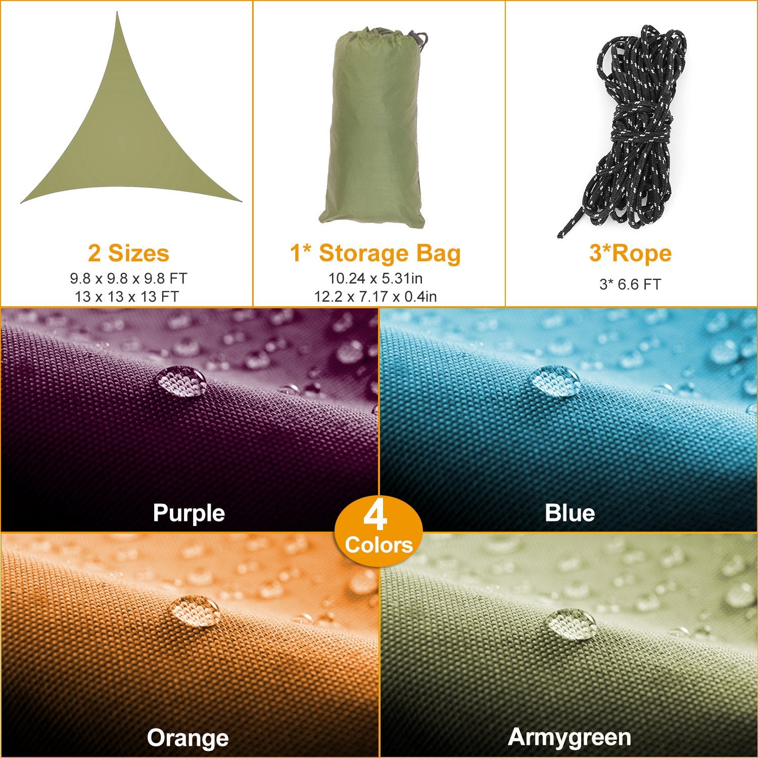 1Pc Shade Sail Patio Cover Shade Canopy Camping Sail Awning Sail Sunscreen Shelter Triangle Cover for Kindergarten Playground Outdoor