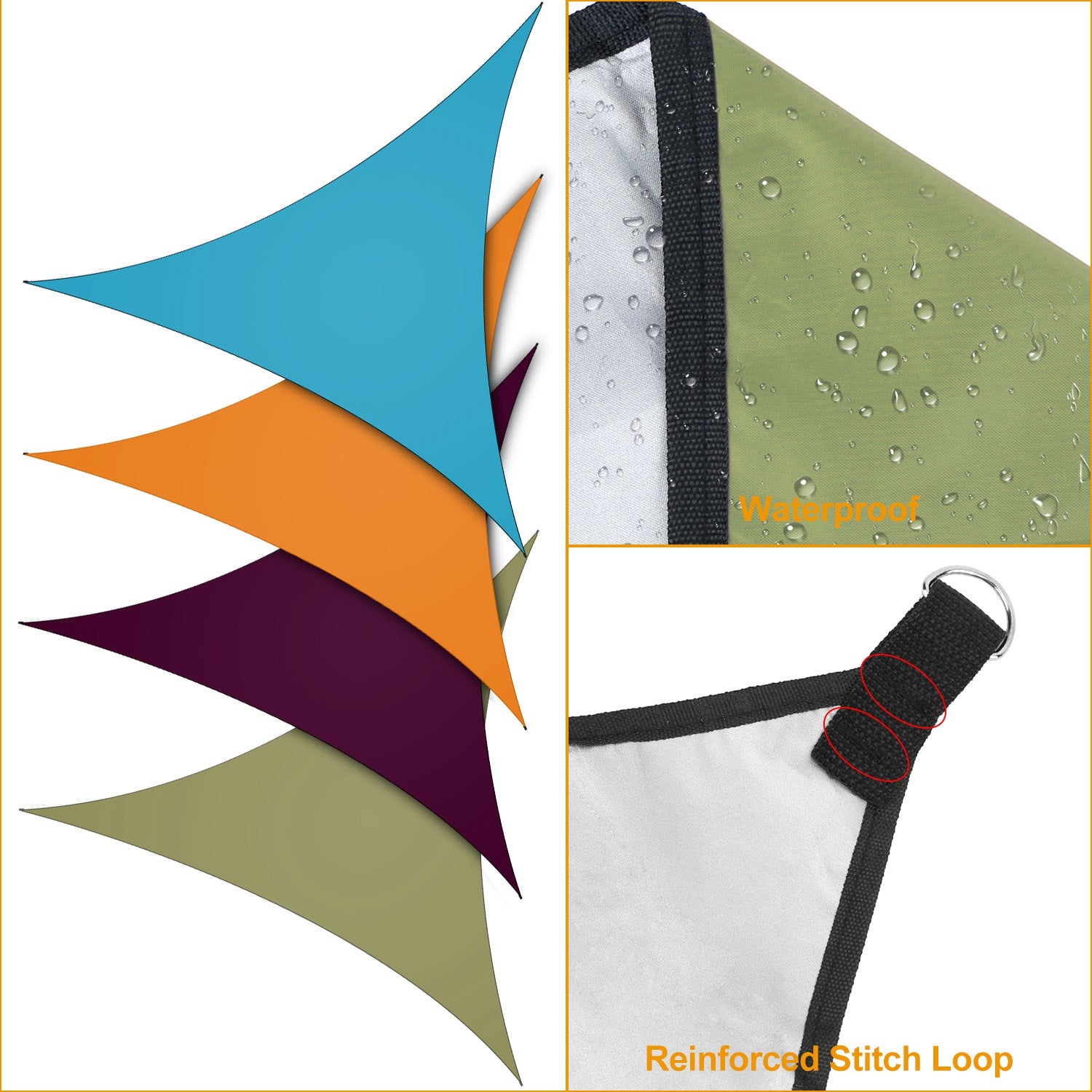 1Pc Shade Sail Patio Cover Shade Canopy Camping Sail Awning Sail Sunscreen Shelter Triangle Cover for Kindergarten Playground Outdoor