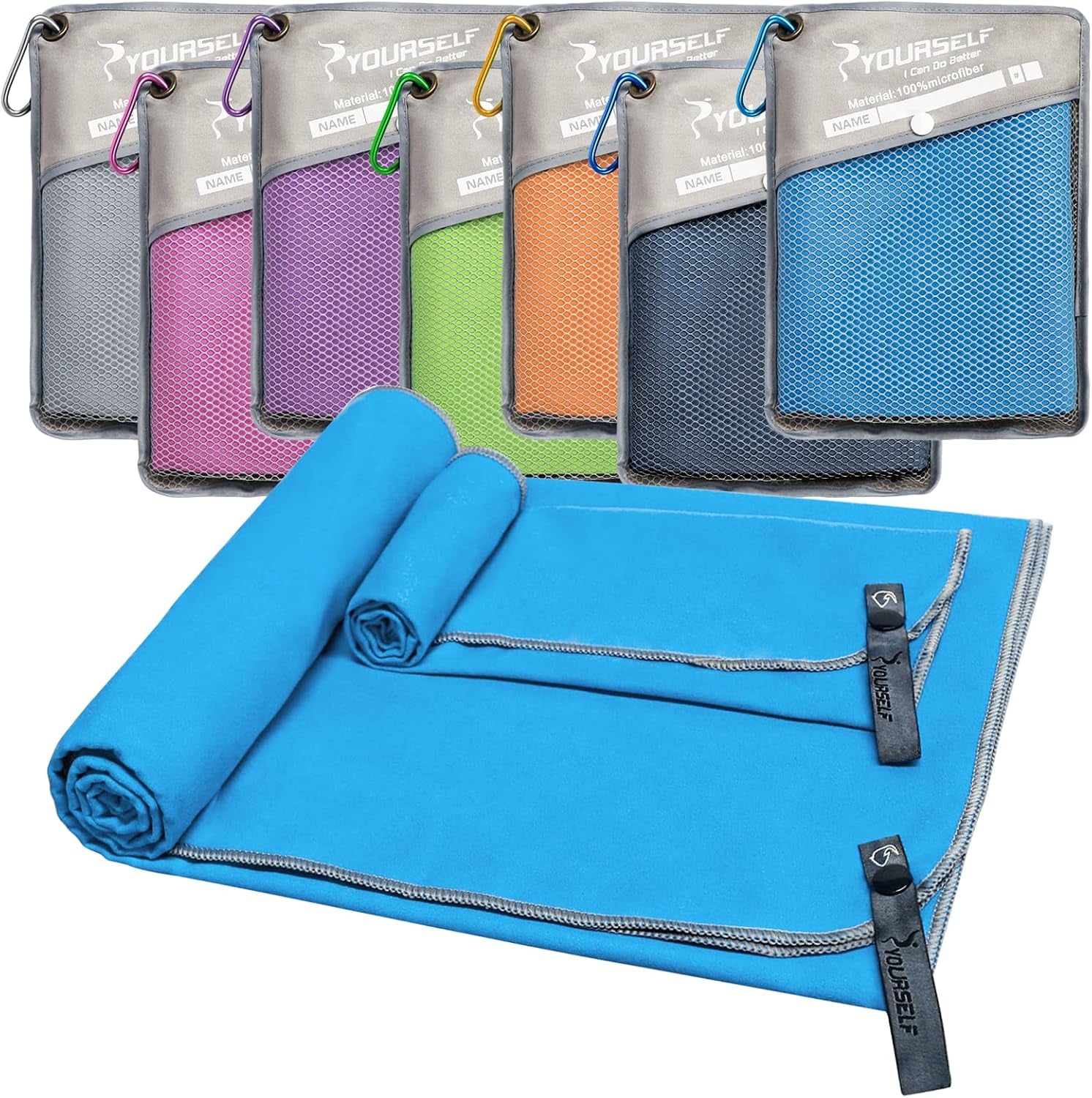 2 Pack Microfiber Camping Towel, Quick Dry Towel, Soft Absorbent Compact Travel Gym Workout Sweat Towel for Beach Yoga Swim Travel Camping Hiking Backpack Essentials (S:32"X16")