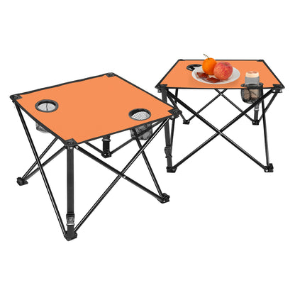 1Pc 2Pc Options Foldable Camping Table Portable Picnic Table Lightweight Travel Desk with 2 Cup Holders Carrying Bag Color Options Black Orange Green Red Blue Navy Blue