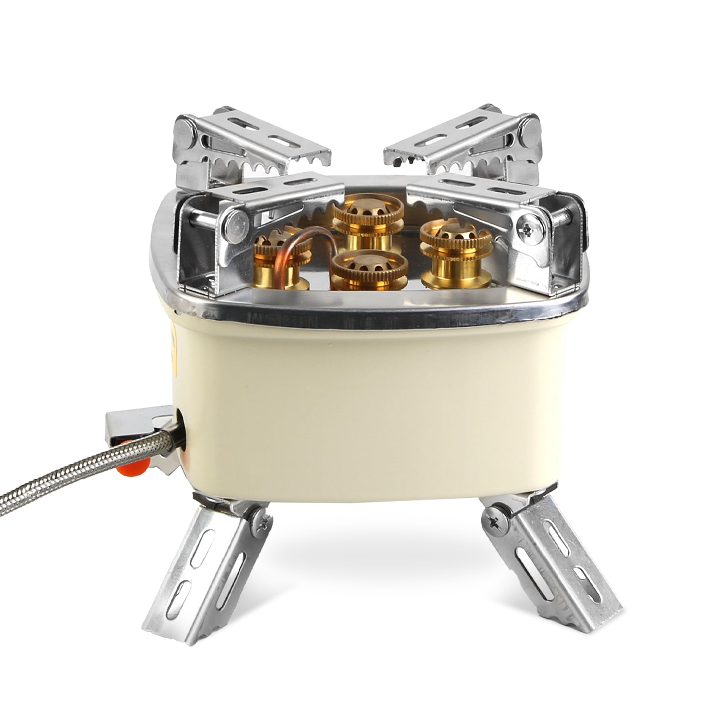 13000W Portable Windproof Camping Stove Five-Head Gas Cooking Burner with Piezo Ignition Stepless Flame Control Fit for Iso-Butane, Propane, Butane Fuel Tank for Backpacking Picnic Outdoor Cooking