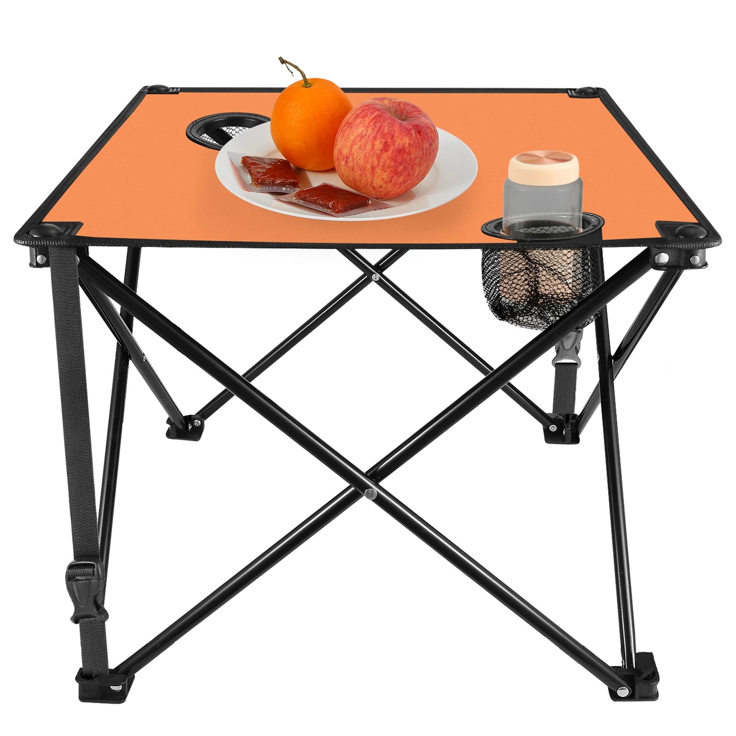 1Pc 2Pc Options Foldable Camping Table Portable Picnic Table Lightweight Travel Desk with 2 Cup Holders Carrying Bag Color Options Black Orange Green Red Blue Navy Blue