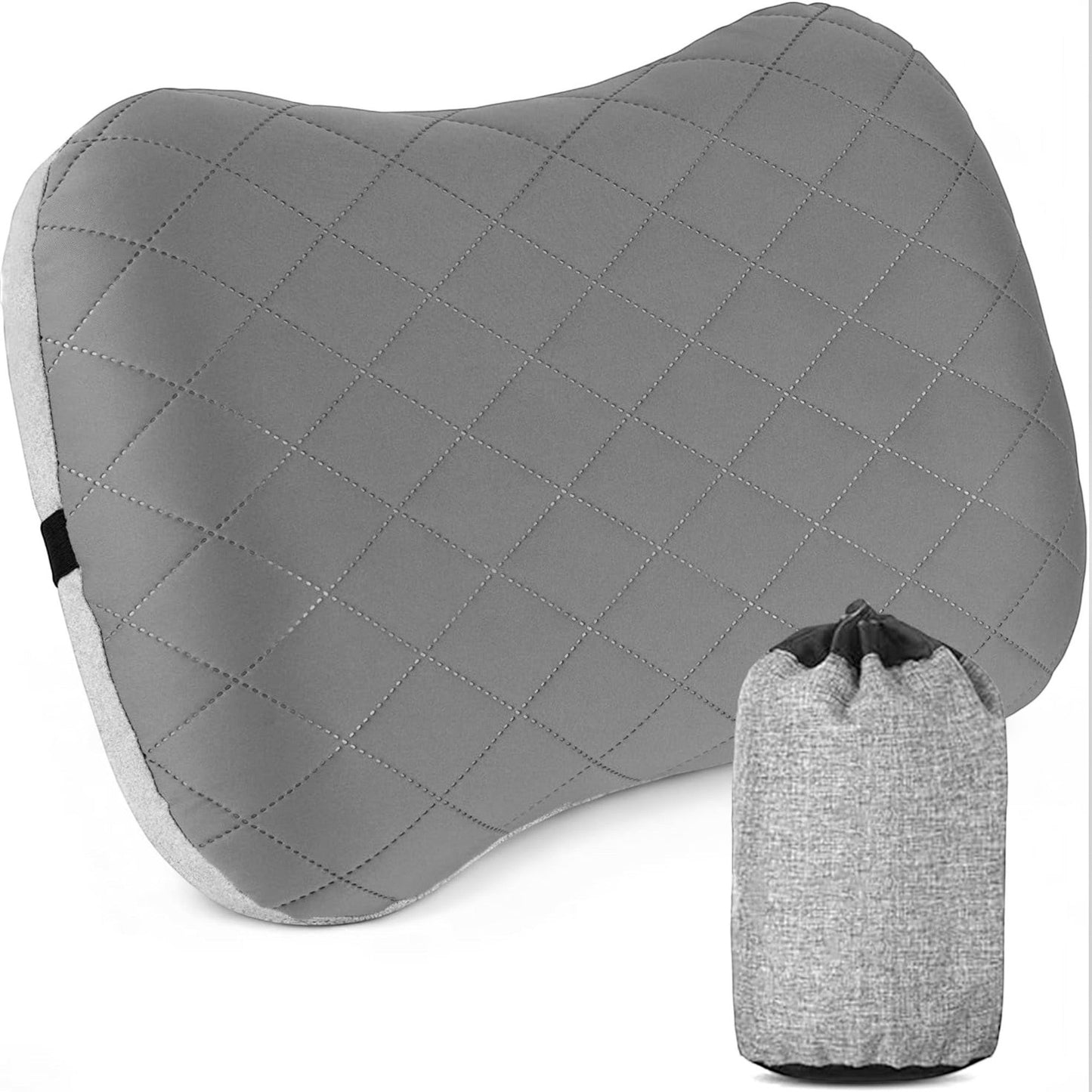 Inflatable Camping Pillow, Ultralight Travel Air Pillow, Black | Reinforced TPU Bladder with Washable Quiet Cover for Neck and Lumbar Support on Camping, Backpacking, Hiking and Travel.