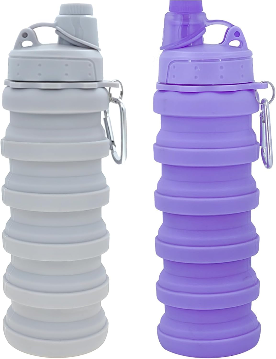Collapsible Water Bottles Travel Water Bottle Sports Portable Sport Water Bottle Reusable Water Bottles Comes with Mountaineering Buckle 500Ml Silicone Water-Proof Camping Water Bottle