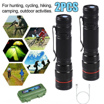 LED Flashlight USB Rechargeable Tactical Zoom Torch Powerful Mini Pen Light Work Light for Camping Shipping via Dhl-Ground,Cannot Be Shipped via USPS with a Shipping Label for Pickup.