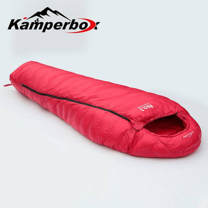 Cold-weather sleeping bag compressed small enough to carry in a pack