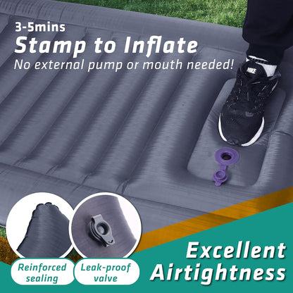 Sleeping Pad for Camping - Infaltable Mat – 73.2"X 29.9" Premium with Built‑In Pump, Neck‑Support Pillow, Thick 4.9" Height – Ultralight Sleep Pad for Tent, Backpacking & Travel